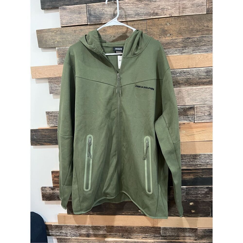 Pink and Dolphin NWT Olive Green Black Long Sleeve Full Zip Hoodie sz 2XL